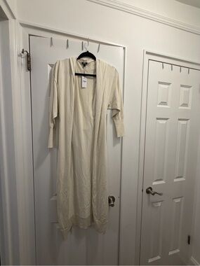 Express Cream Open-Front Duster Cardigan